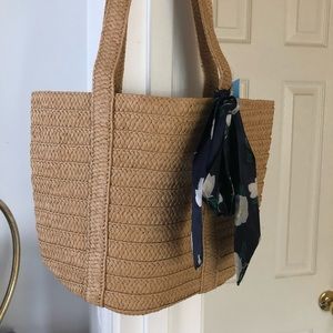 NWT DRAPER JAMES STRAW BAG WITH SCARF